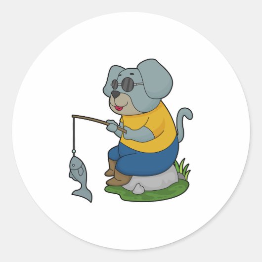 犬の魚釣りフィッシャーフィンシングロッド ラウンドシール (正面)