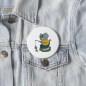 犬の魚釣りフィッシャーフィンシングロッド 缶バッジ (インサイチュ)