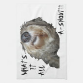 犬の鳴き声「何だ??」 キッチンタオル (縦)