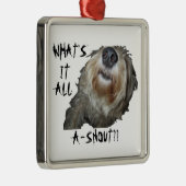 犬の鳴き声「何だ??」 スクエアオーナメント メタルオーナメント (右)