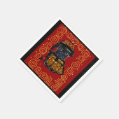 犬の黒いパグ年 スタンダードカクテルナプキン (角)