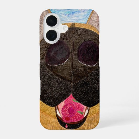 犬の鼻とラズベリーの携帯ケース iPhone 16ケース (裏面)