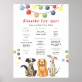 犬の1歳の誕生日 誕生日のマイルストーン ポスター (正面)