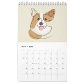 犬の1行のスケッチと色 カレンダー (3月 2026)