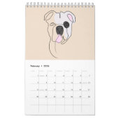 犬の1行のスケッチと色 カレンダー (2月 2026)
