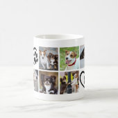 犬の10枚フォトコラージュ 肉球 ハート コーヒーマグカップ (中央)