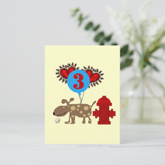 犬の3歳誕生日Tシャツとギフト ポストカード (スタンド正面)
