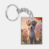 犬の〔占星術の〕十二宮図標識 キーホルダー (正面左)