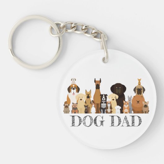 犬のDAD Tシャツ 犬友達 ペット 動物 キーホルダー (正面)