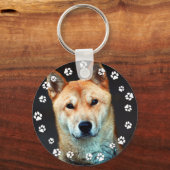 犬のInstagram写真ホワイトポープリントキーチェーン キーホルダー (正面)