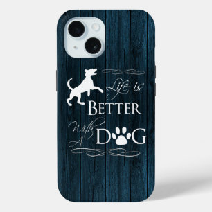 犬のiPhoneケースで生活が良い – 青 iPhone 15ケース