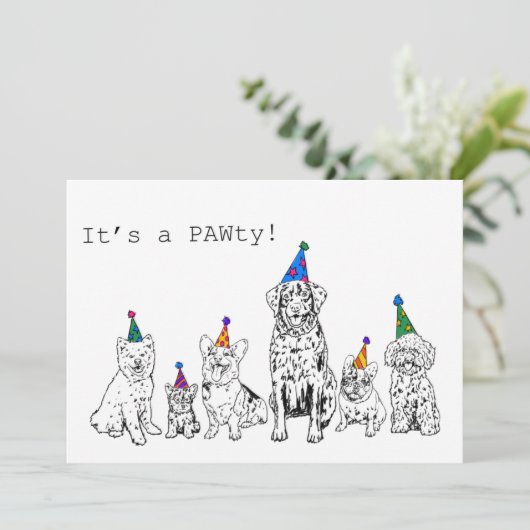 犬のParty招待状 招待状 (スタンド正面)