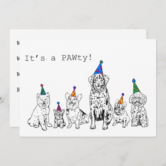 犬のParty招待状 招待状 (正面/裏面)