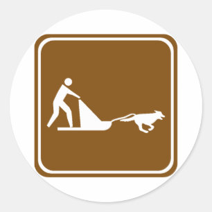 犬のsleddingハイウェーの印 ラウンドシール