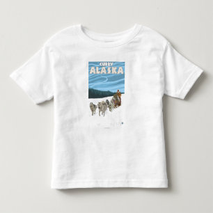 犬のSledding場面-カレー、アラスカ トドラーTシャツ
