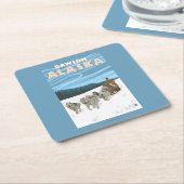 犬のSledding場面-ドーソン、アラスカ スクエアペーパーコースター (アングル)