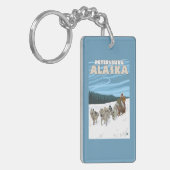 犬のSledding場面-ピーターズバーグ、アラスカ キーホルダー (正面左)