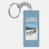 犬のSledding場面-ユーコン準州、アラスカ キーホルダー (正面左)