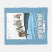 犬のSledding場面-ユーコン準州、アラスカ フリースブランケット (正面(横))