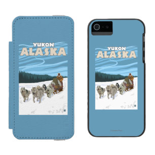 犬のSledding場面-ユーコン準州、アラスカ iPhone SE/5/5sウォレットケース