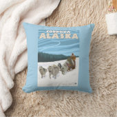 犬のSledding場面- Cordova、アラスカ クッション (ブランケット)