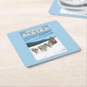 犬のSledding場面- Cordova、アラスカ スクエアペーパーコースター (アングル)