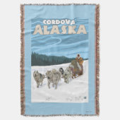 犬のSledding場面- Cordova、アラスカ スローブランケット (正面縦)