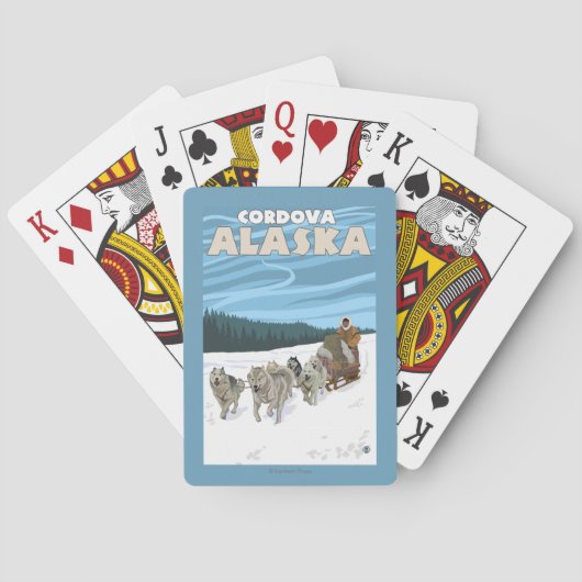 犬のSledding場面- Cordova、アラスカ トランプ (裏面)