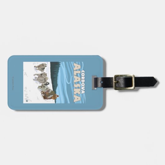 犬のSledding場面- Cordova、アラスカ ラゲッジタグ (正面横)