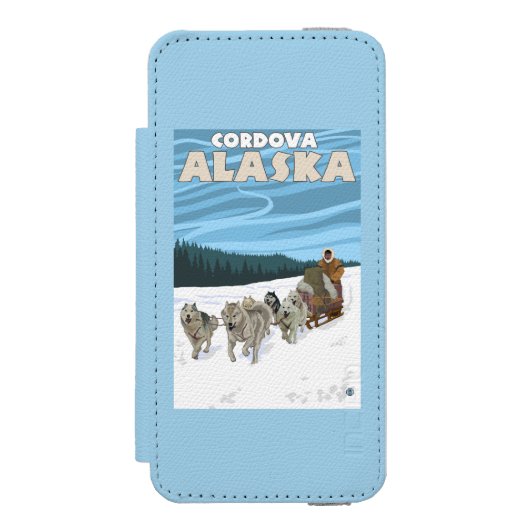 犬のSledding場面- Cordova、アラスカ Incipio iPhoneウォレットケース (フォリオ 正面)
