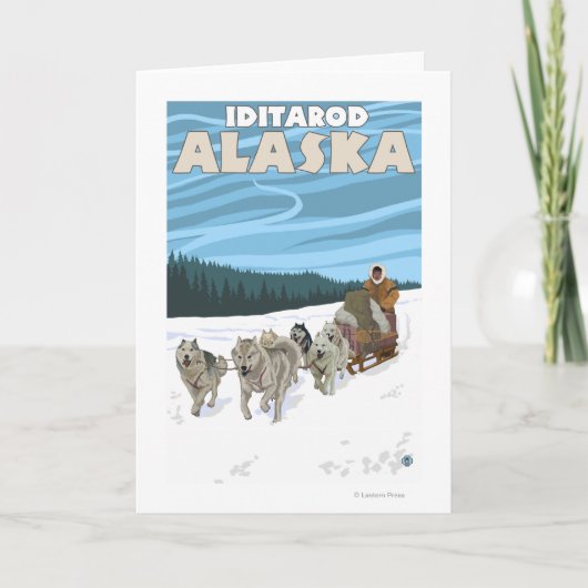 犬のSledding場面- Iditarod、アラスカ シーズンカード (正面)