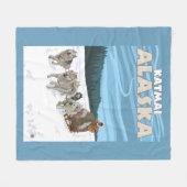 犬のSledding場面- Katmai、アラスカ フリースブランケット (正面(横))