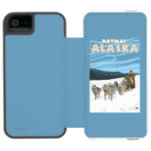 犬のSledding場面- Katmai、アラスカ Incipio iPhoneウォレットケース (フォリオオープン)