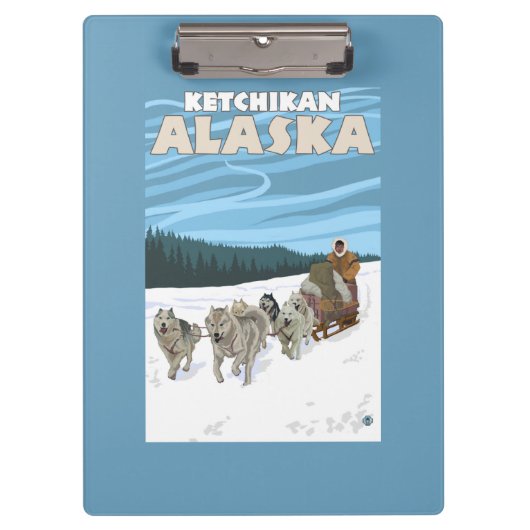 犬のSledding場面- Ketchikan、アラスカ クリップボード (正面)