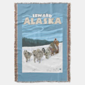 犬のSledding場面- Seward、アラスカ スローブランケット (正面縦)