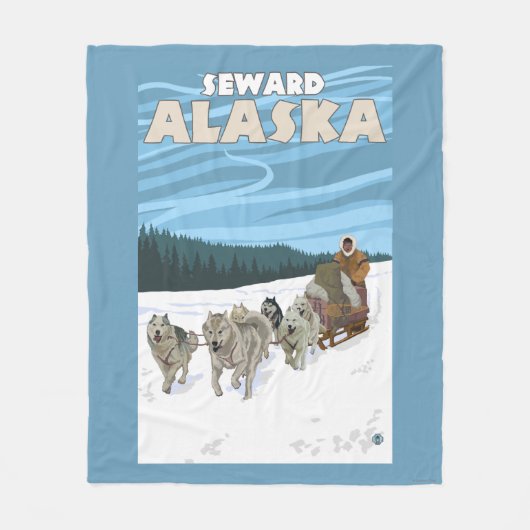 犬のSledding場面- Seward、アラスカ フリースブランケット (正面)