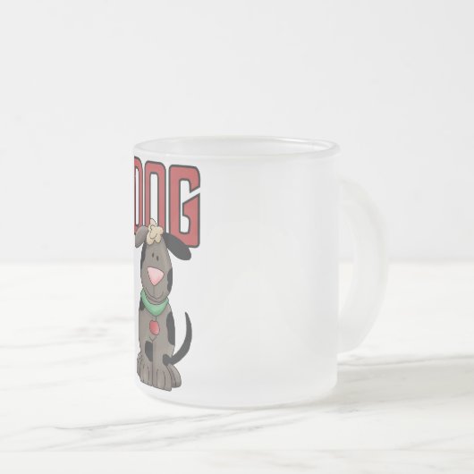 犬のTシャツおよびギフト フロストグラスマグカップ (正面右)