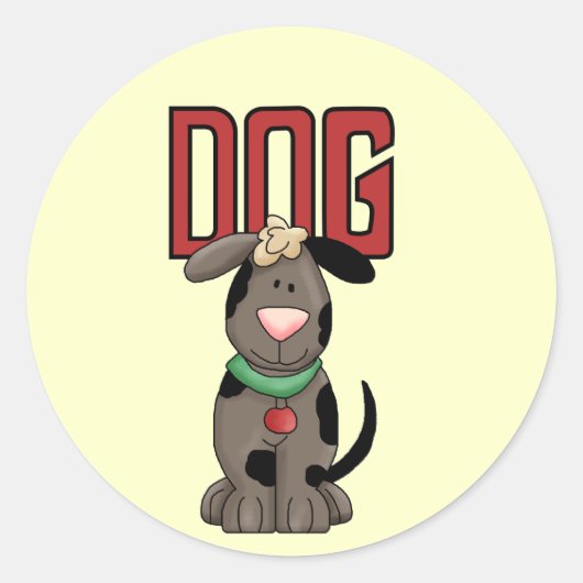 犬のTシャツとプレゼント ラウンドシール (正面)