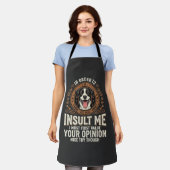 犬のTシャツ 冗談ばかり言う インサルト エプロン (着用した状態)