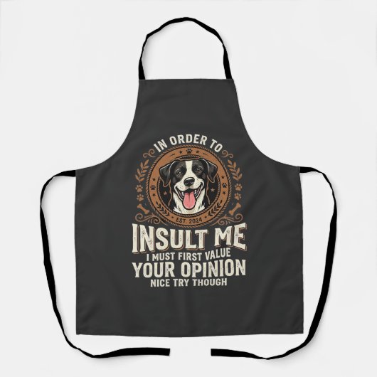 犬のTシャツ 冗談ばかり言う インサルト エプロン (正面)