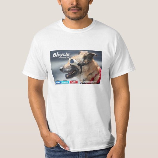 犬のTシャツ(fb情報を自転車に乗って下さい。 背部) Tシャツ (正面)