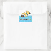 犬はお誕生日ケーキでピュー：何年も経つ スクエアシール (バッグ)