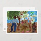 犬はがき付きのアーティストのポートレート ポストカード (正面/裏面)