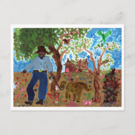 犬はがき付きのアーティストのポートレート ポストカード