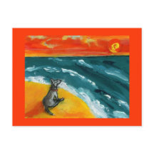 犬はがき付き旅行と日没