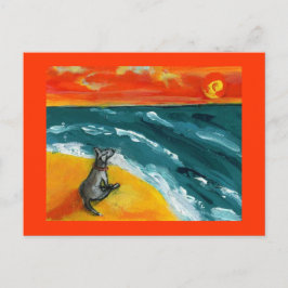 犬はがき付き旅行と日没 ポストカード
