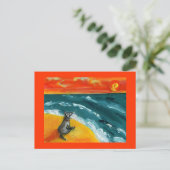 犬はがき付き旅行と日没 ポストカード (スタンド正面)