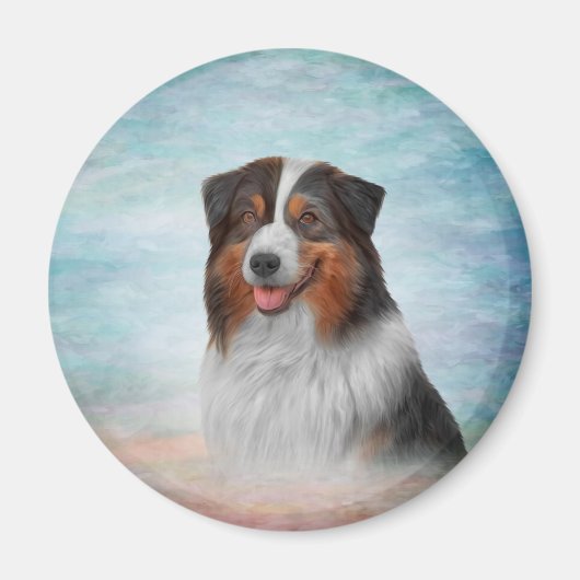 犬はオーストラリアの羊飼いを育てる マグネット (正面)