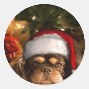 犬はクリスマスの生命の間ちょうどあります ラウンドシール