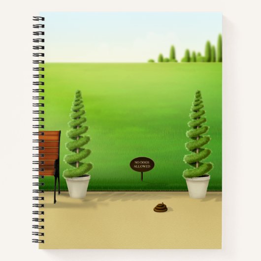 「犬はダメ」かわいい犬のフンが晴れの公園で ノートブック (正面)